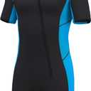 Hevto Wetsuits Men 3/2mm Neoprene Front Zip Shorty Full Wet Suit in Cold Water for Swimming Surfing Diving Keep Warm (Large)