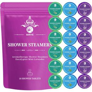 Shower Steamers Aromatherapy Gifts for Women, 18-Pack Organic Eucalyptus Lavender Mint Essential Oil Shower Bombs, Self Care Stress Relief Birthday or Christmas Stocking Stuffers Gifts for Her/Him