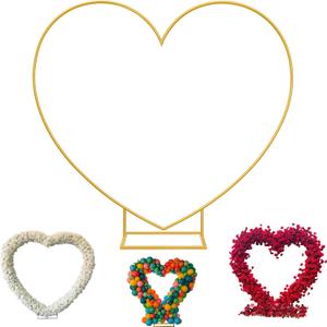 6.7FT Heart Shaped Metal Arch Backdrop Stand with Base, Love Balloon Arch Frame for Wedding Proposal Valentine's Day Engagement Birthday Party Baby Shower Decorations (Gold)