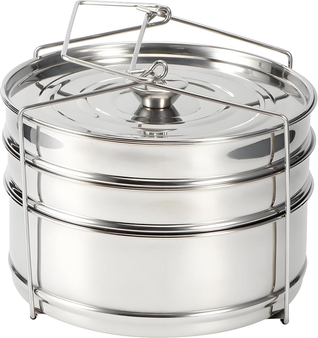 Stackable Stainless Steel Insert Pans, 6Qt Instant Pots Accessories 3 Tier Steamer Cooker Pot Set Cook Food Pressure Pot Accessories