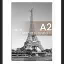 upsimples A2 Frame, Display Pictures 11.7x16.5 with Mat or 16.5 x 23.4 Without, Wall Hanging Photo Frames, Black, 1 Pack