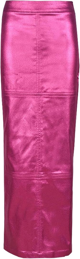 Long Skirts for Women Trendy High Waisted A Line Business Casual Leather Maxi Skirt with Slit Dressy Medium