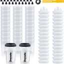 Disposable Paint Cups 6 Ounce(165ml), Mini Paint Mixing Cups with Lid and 50 Pack Paint Cup for Automotive Spray, 125-Micron Filter, 2 Hard Cup with Retainer Ring, 20 Plugs, 1 Stirrer, 1 Seal Tape