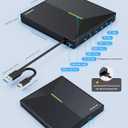 External CD DVD Drive with 4 USB Ports and 2 TF/SD Card Slots, USB 3.0 Portable CD/DVD Disk Drive Player Burner Reader Writer for Laptop Mac PC Windows 11/10/8/7 Linux OS with Carrying Case