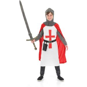 fun shack Kids Crusader Costume Boys Kids Knight Costume For Boys, Boys Knight Costume Kids, Medieval Knight Costume Boys (X-Large, Red)