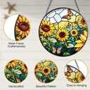 Stained Glass Window Hanging, Sunflowers Suncatcher 7.8 in Sun Catcher Glass Panel Boho Wall Art Decor with Chain Diamond Glass Panel Hangings Scenery Sun Catchers Decor for Lover Couple Mom