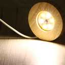 PATIKIL Wooden LED Light Base Stand, 2 Packs Round Wooden 4.72" Dia 3-Colored Light Dimmable Display Pedestals for Crystal Glass Art Decorations, Wood Color