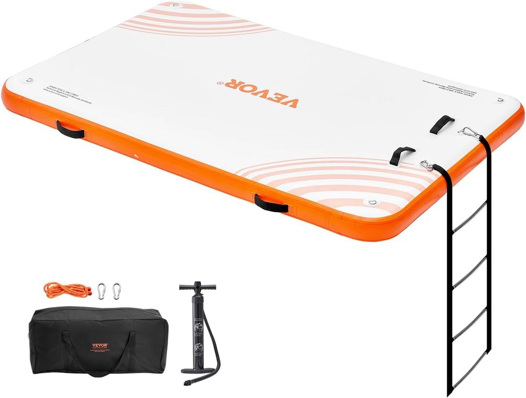 Inflatable Floating Dock Swim Air Platform, 6ft/8ft Inflatable Air Dock Platform Floating Island Raft with Non-Slip Surface, Island Raft Mat for Pool Beach Ocean