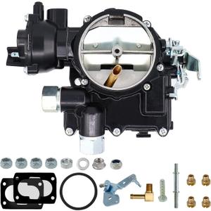 NENKUTEN Marine Carburetor 2 Barrel Carb for Mercruiser 3.0L/2.5L Electric Choke 4 CYL Engines with Jets Long Linkage and Gaskets nut Replace 3310-864940A01, 3310864940A01, 8M0045397(Black)