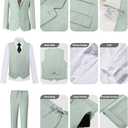 Retro Linen Boys Suit Slim Fit 5 Piece Sets Kids Wedding Outfit Linen Suits Casual Drawstring Tuxedo Set for Boy (S)