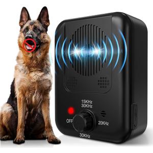 Dog Bark Deterrent Device, Automatic Ultrasonic Anti Barking Device with Long Range 50FT, Rechargeable Bark Control Box with 3 Adjustable Modes, Safe & Humane Dog Silencer for Indoor & Outdoor