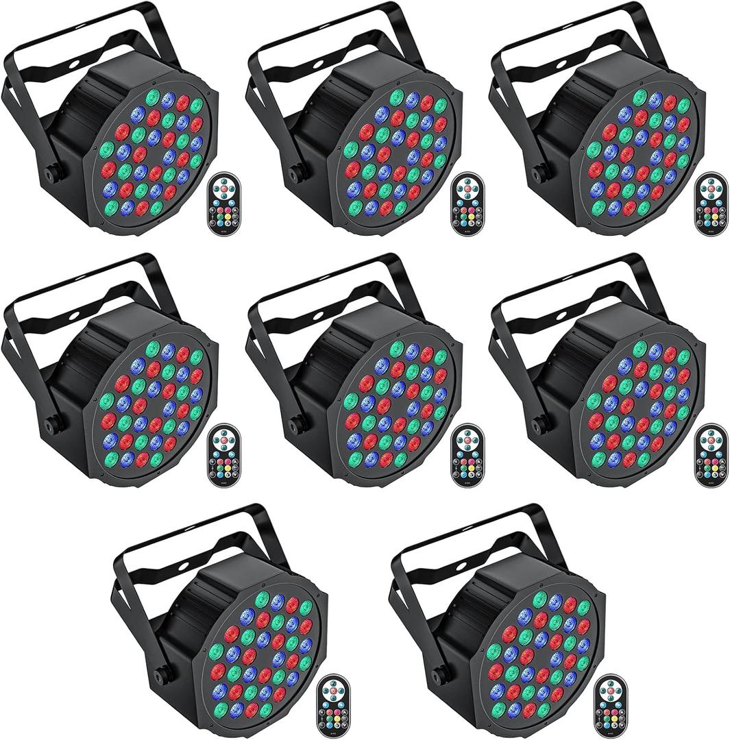 U`King LED Par Lights DJ Stage Light RGB 36 LED with Sound Activated Remote Control DJ Uplighting for Wedding Party Club Christmas Stage Lighting (8 Packs)