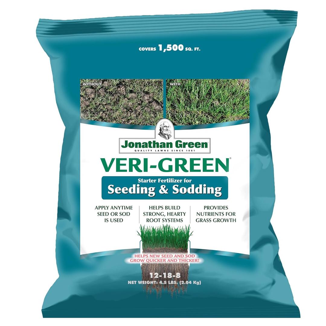 Jonathan Green (16006) Veri-Green Starter Fertilizer for Seeding & Sodding - 12-18-8 Starter Lawn Fertilizer (1,500 Sq. Ft.) Jonathan Green (16006) Veri-Green Starter Fertilizer for Seeding & Sodding - 12-18-8 Starter Lawn Fertilizer (1,500 Sq. Ft.)