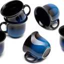 9oz Coffee Mugs Set of 6, Large Ceramic Mug with Handle, Unique Glaze Coffee Cups for Latte, Cappuccino & Hot Cocoa, Dishwasher & Microwave Safe