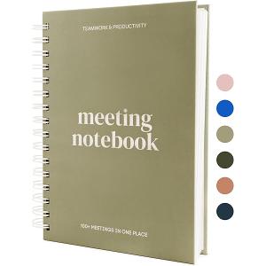 Lamare Meeting Notebook for Work Organization – Perfect Work Notebook for Note Taking & Meeting Planner for Productivity, Color: Sage