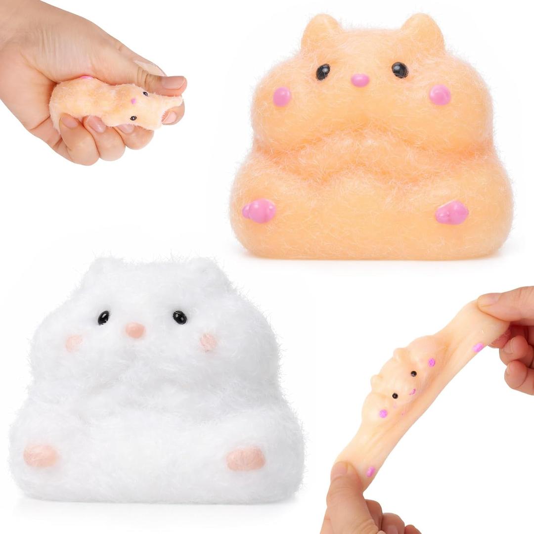 2 x Vodolo Taba Squishy Hamster,2 PCS Ultra-Soft Stress Relief Squishy Fidget Toys Adults,Small Cute Sensory Squeeze Toys,Fun Kids Enjoy Decompression Toy,Soft and Relaxing Squeezing Toy