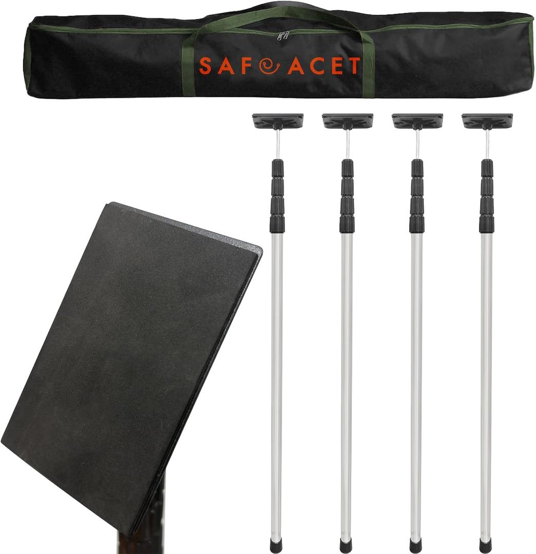 4 Pack Stainless Steel Zipper Walls Poles Kit, 12FT Retractable Efficient Construction Temporary Dust Containment Barrier System (Black)