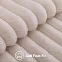 decorUhome Summer Cozy Faux Fur Throw Pillow Covers 18x18 Set of 2 Decorative Soft Plush Striped Modern Farmhouse Boho Couch Pillow Cases with Velvet Back for Sofa Bed Living Room, Beige