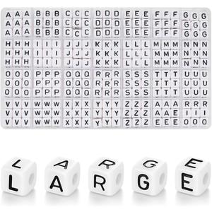252 Pcs 10x10mm Large Square Letter Beads, White Big Alphabet Beads for Keychains, Jumbo Letter Charms for Bag Charm, Lanyards, Holiday Garlands, Big Bead for Home Decor Craft