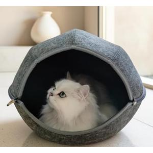 Donut Cat Tunnel Bed Peekaboo Cat Cave for Large Cats Up to 30 Lbs, Kitty Interactive Playing Tent House for Multiple Cats,Detachable,Scratch Resistant (2 in 1 Black, Medium  20 Inch Diameter)