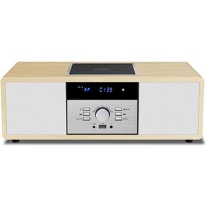 Bluetooth Stereo System for Home with CD Player, Vintage Wooden Hi-Fi Music System with Bluetooth, FM Radio, AUX & USB Input, Remote Control, Compact Radio & Stereo