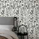 Naphite Floral Vintage Peel and Stick Wallpaper Boho Contact Paper for Cabinets and Drawers Farmhouse Wildwood Leaf Self Adhesive Removable Wallpaper for Bathroom Dark Botanical 17.3inW 197inL