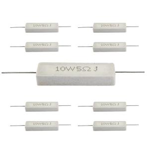 10Pcs Cement Resistor 10W 5 Ohm Resistor, Ceramic Resistor Power Resistor, Precharge Horizontal Resistors Wirewound Resistor, Flame Resistance
