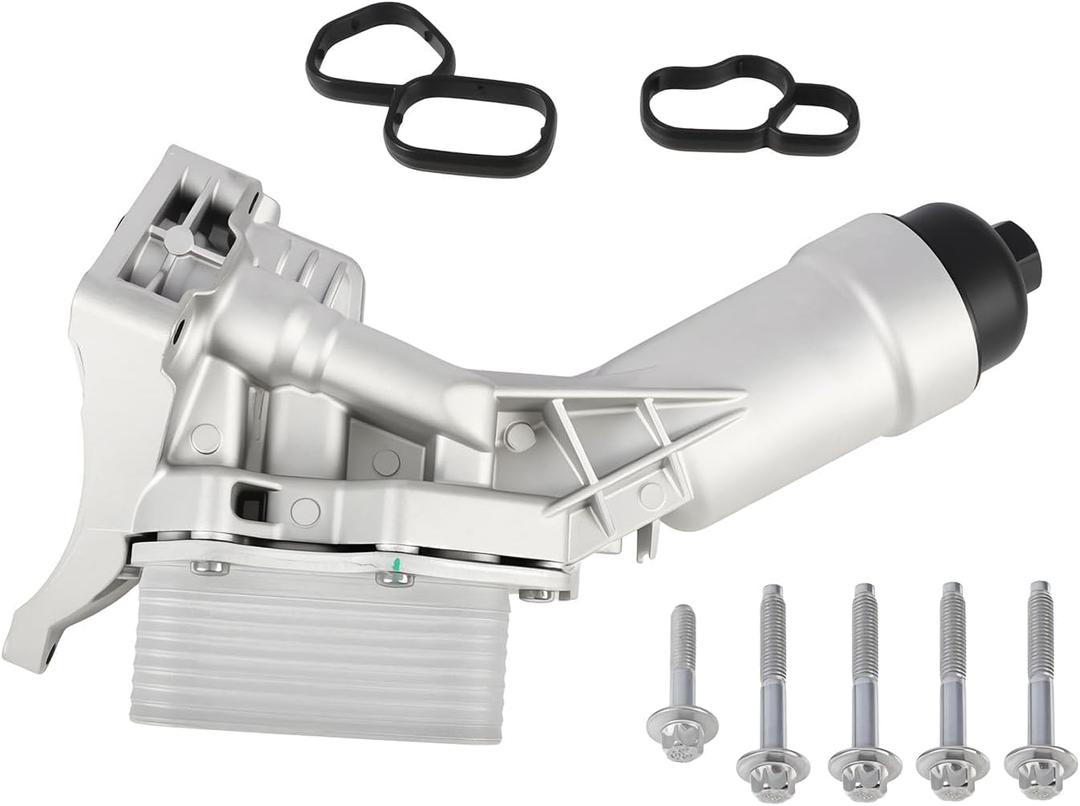 11428651710 Aluminum Oil Cooler Filter Housing Compatible with 230i 330 430i 530i 540i X3 X4 X5 X6 Z4 G20 G22 G30 G31 G32 G01 G02 G05 G06 G29 2017-2023 with Oil Cooler Sensors and Gasket