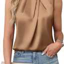 Blooming Jelly Womens Summer Tank Tops Business Casual Outfits Satin Blouse Dressy Work Shirts Spring Clothes, XL