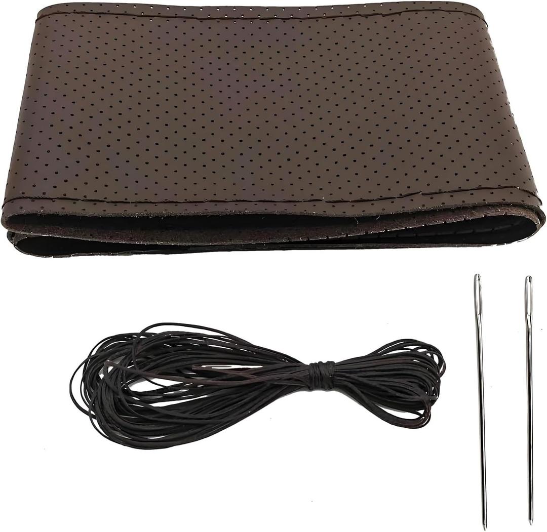 Steering Wheel CoverSteering Wheel WrapSteering Wheel Covers, Wear-Resistant, Sweat-Absorbing, Anti-Slip and Dustproof Fits Most Sedans, SUVs, Trucks, and Vans (Coffee, Hole)