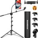 InnoGear Mic Stand, 6 in 1 Microphone Stand Floor with Tablet Phone Holder Height Adjustable from 30" to 72" Mic Stand Tripod Boom Arm with Gooseneck Carrying Bag for Singing Karaoke Stage