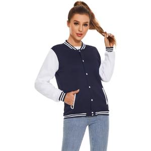 Varsity Jacket Women Men's Baseball School Uniform Button Up Unsex Adult Long Sleeve Coat Fashion Jacket (L)
