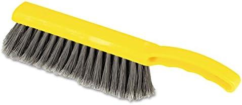 Rubbermaid Commercial 8 Inch Counter Brush Flagged Polypropylene Fill for Smooth Surface Sweeping Yellow 12.5" for Bathroom/Shower/Floor Tile/Decks/Car Tires/Outdoor