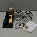 Farmhouse Vanity Light Fixture,2-Light Bathroom Lighting,Black Industrial Wood Wall Light Over Mirror with Metal Shade