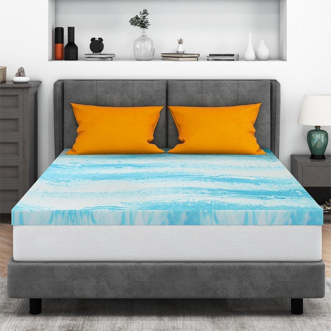 IULULU Mattress Topper King Size, 4 Inch Gel Memory Foam Bed Topper | Topper for Twin Bed, Soft Comfy Breathable for Sleeper, CertiPUR-US Certified