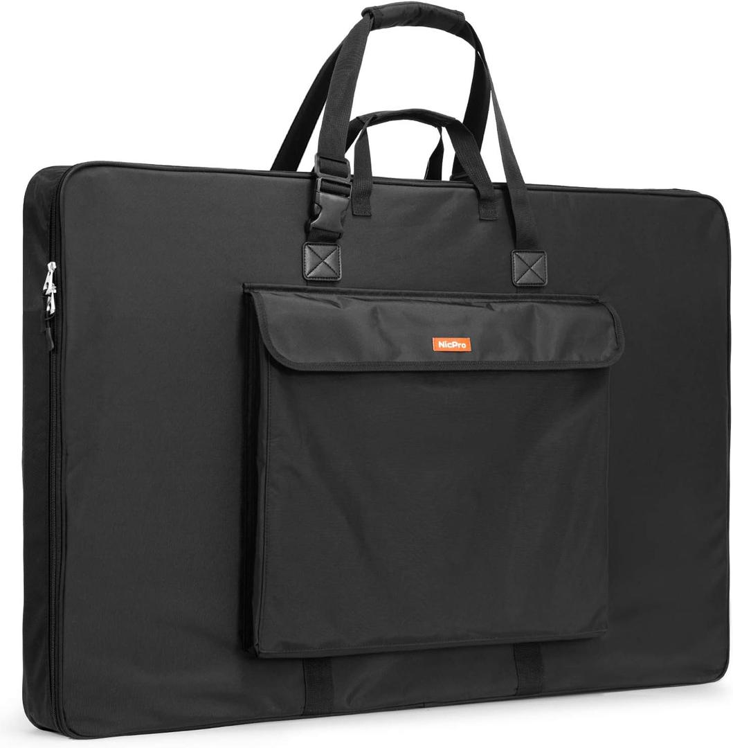 Nicpro Upgrade Art Portfolio Bag 32 x 42'', Waterproof Nylon Artist Bag with Reinforced Side Edges & Adjustable Shoulder Strap, Storage Art Portfolio Case for Artwork Drawing Canvas Photography Poster (32 x 42 inches)