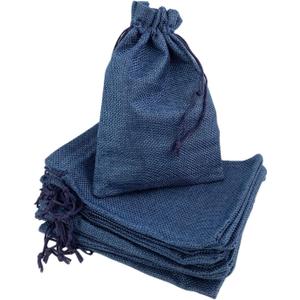 Palmhomee Pack of 25 Burlap Gift Bags with Drawstring Linen Jewelry Pouches Wedding Hessian Jute Bags for Birthday and Treat Pouches Party Wedding Favors Gift (6x8 Inch, Navy Blue)