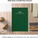 2026 Daily & Monthly Planner - 2026 Daily Planner One Page Per Day from January 2026 to December 2026, 5.8" x 8.3" Hourly Appointment Book Perfect Organizer Daily Life, Fabric Cover, Green