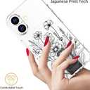 Compatible with iPhone 16 Plus Case Magsafe Clear,Magnetic Transparent Designer Cute Silicone Phone Cover Cases for Women - Black Flowers Line Art