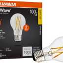 Sylvania LED TruWave Natural Series A19 Light Bulb, 100W Equivalent, Efficient 15W, 1600 Lumens, Medium Base, Dimmable, Clear, 2700K, Soft White - 2 Pack (42305)