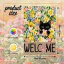 2 x Spring Floral Garden Flag, 12x18 Inch Double Sided Burlap Black Cat Welcome Yard Flag, Seasonal Holiday Lawn Proch Outdoor Outside Decor