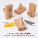 Wood Pack of 4 Decorative Wall Hooks for Hanging Coats - Perfect Backpack Hanger, Hat Hooks for Wall - Each Heavy Duty Holds 6lbs-33lbs (Beech, 4Pack) (Beige)