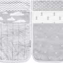 Burp Cloths for Baby Girl - Ultra Absorbent Burping Rags - Anti Shrink Unisex Burpy Clothes - Super Soft Jersey Cotton, Large 21"x10" - Thick for Newborn Cloth Diapers - 6 Pack by Baebae Goods (Grey Clouds)
