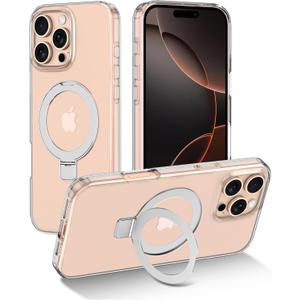 Lamcase for iPhone 16 Pro Case with Magnetic Invisible Ring Stand [Compatible with MagSafe], Full Body Rugged Slim Women Men Girl Shockproof Marble Pattern Design Case, Clear (iPhone 16 Pro, Clear)