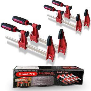 HimaPro 6 Inch Bar Clamp Set, 4 Pack 600 lbs Load Limit Medium Duty Quick Release Steel F Clamp, Ideal for Woodworking, Metalworking, and DIY Projects