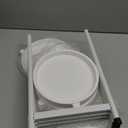 LASZOLA 4 Tiered Plant Stand Indoor Outdoor with Plastic Tray, Corner Folding Tall Flower Display Rack, Modern Plant Holder Shelf for Outdoor Patio Porch Garden Office Living Room, White