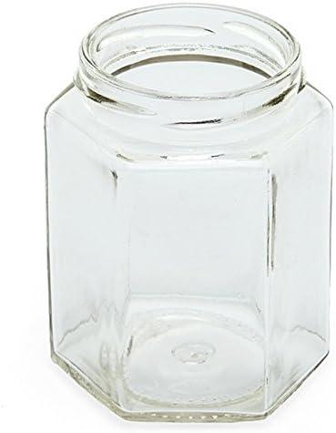12ea - 12-7/8 Oz Hexagon Glass Jar with Lid