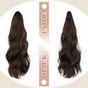 FELENDY 16" Ponytail Extension Long Curly Wavy Ponytails Clip in Claw Hair Extension Pony Tails Natural Looking Synthetic Hairpiece for Women Medium Brown