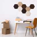 LAJAR 8 Pcs Self Adhesive Felt Bulletin Board Tiles (Large), Hexagon Color Felt Pin Board Wall Tiles for Photos, Pictures, Memos (Camel Large)