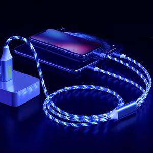 IHAO Multi Ports Charger Cable 3 Combinations in One Cable USB A to USB C/Micro USB PD Fast Charging Cord Lighted Up LED Flowing Compatible with Almost All Kinds of Electric Device-39Inches Blue